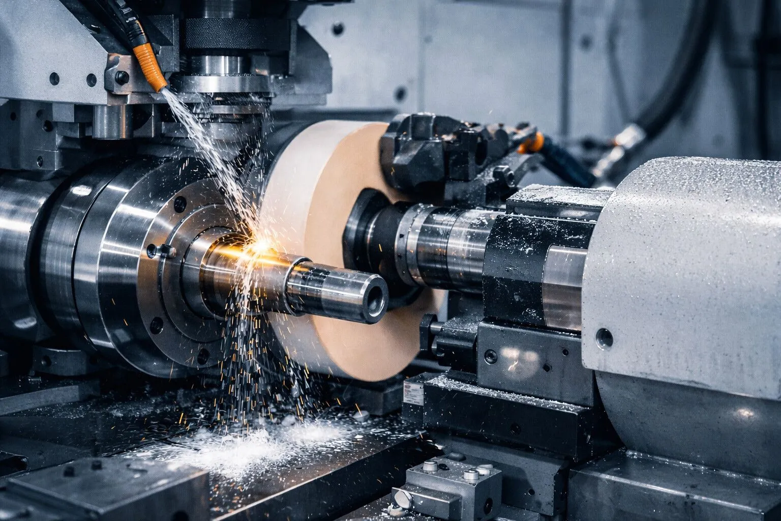 Proces szlifowania CNC elementu metalowego na maszynie przemysłowe